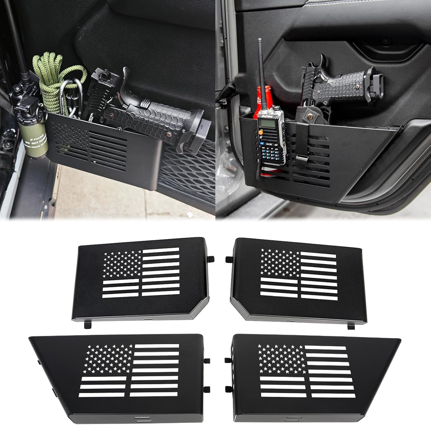 DXGTOZA Metal Front & Rear Door Storage Pockets, Door Side