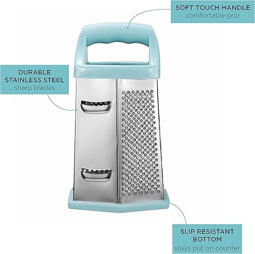 Miniatura 2 de Social Chef - Rallador de caja de 6 caras rallador de acero inoxidable para cocina rallador de queso para triturar verduras jengibre parmesano azul