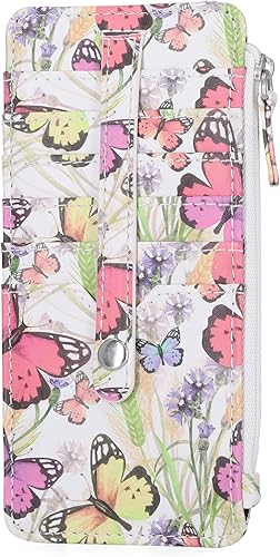 Mundi Cartera organizadora delgada para mujer, estuche para tarjetas de crédito con bolsillo con cremallera y ventana de identificación, cartera