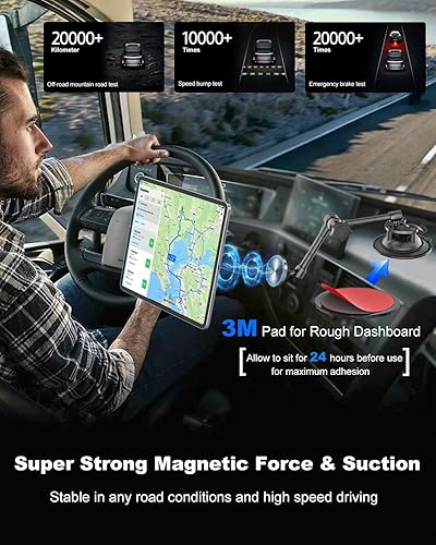 Miniatura 5 de Soporte magnético para tablet de automóvil, imán fuerte, brazo de metal para salpicadero, parabrisas, iPad, soporte de succión para camión,