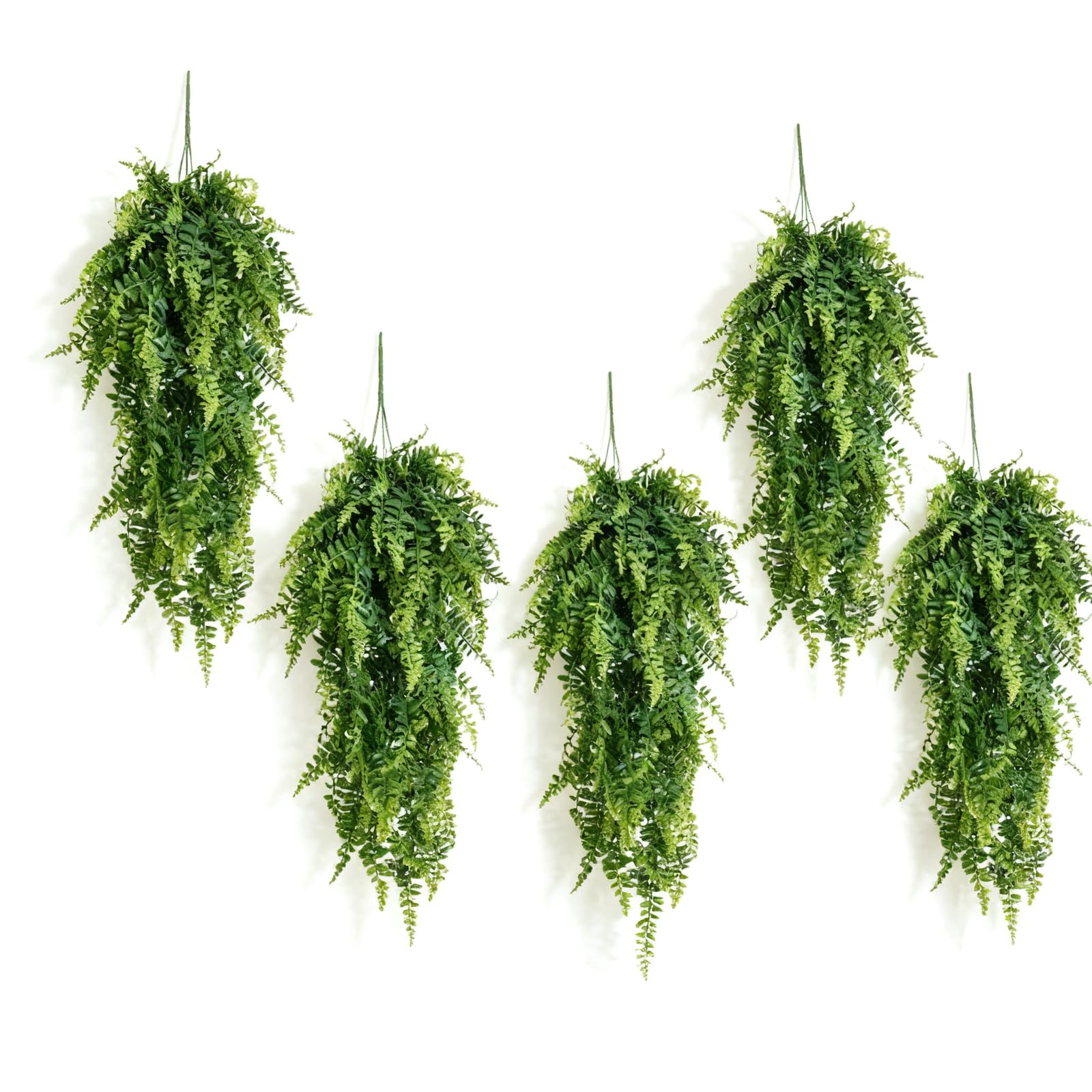 AMSLSIU Fake Vines Premium Plastic Fern 4 Pack Artificial Hanging Plants Realistic Lifelike 30 Inches Long Decor Fake Ferns
