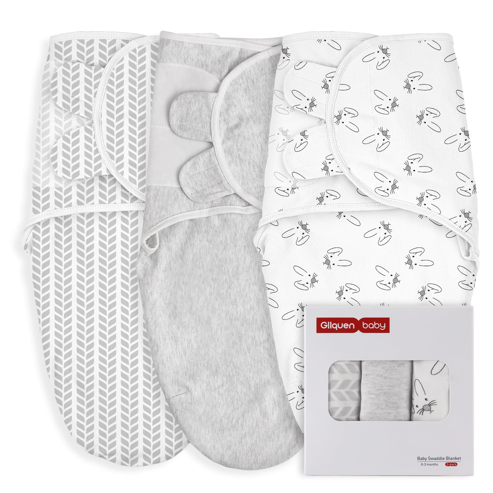 GLLQUEN BABY Baby Swaddle Wraps for 0-3 Months Newborn,Oeko-tex100,100% Breathable Organic Cotton Fabric Swadding Blankets,3 Pack(New Grey) — view 22