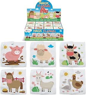 Hello Chums Wash Cloth - Farm Animal Magic Flannel, Face Cloths Flannels Cotton - Fun Designs for Children, Baby, Kids - 6 Unique Designs (1 Supplied At Random)
