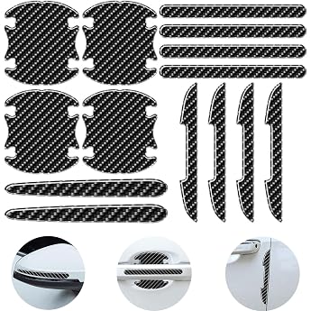Car Door Handle Protective Film Pack of 14 Black PVC Against Scratches for