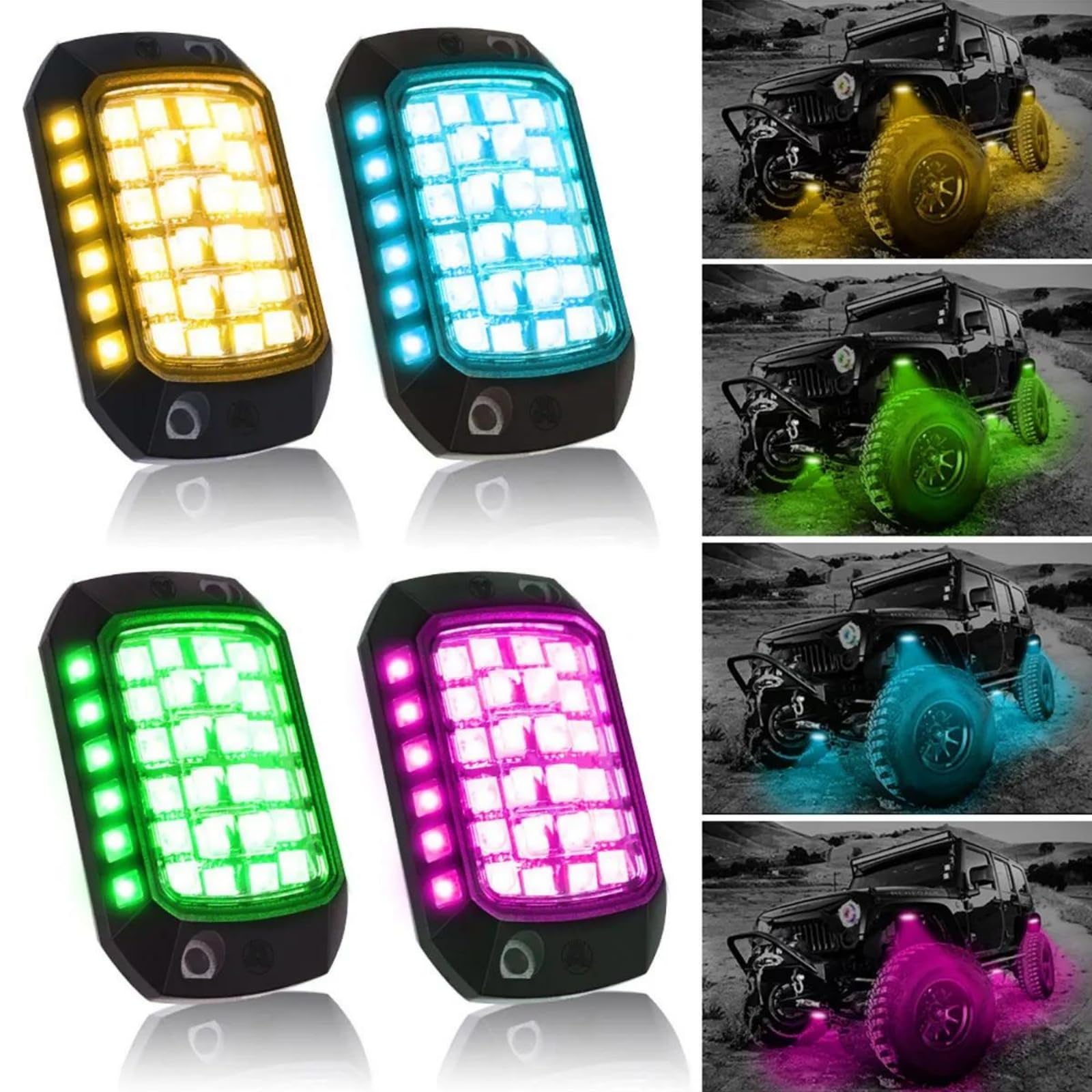 Listwa przypodłogowa samochodowa LED Atmosphere Light4x 8X 12X Led Dekoracyjne światło Oświetlenie podwozia Pilot zdalnego sterowania RGB/App Lights RGB LED Lampa podwoziowa do 12V,6in1