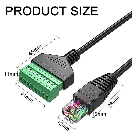 Miniatura 5 de Paquete de 4 conectores RJ45 macho a 8 pines, terminal de tornillo RJ45 para extensor Ethernet Cat 55e6, adaptador de red CCTV digital DVR (macho)