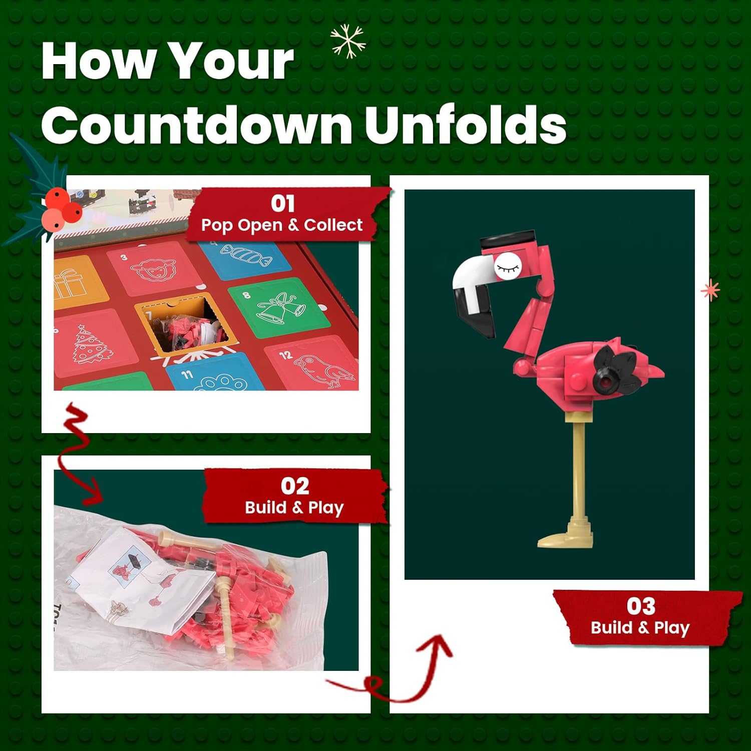 Advent Calendar 2025, Animal Farm, 12-Day Christmas Countdown Gift, Building Block Surprise Set for Teens and Adults