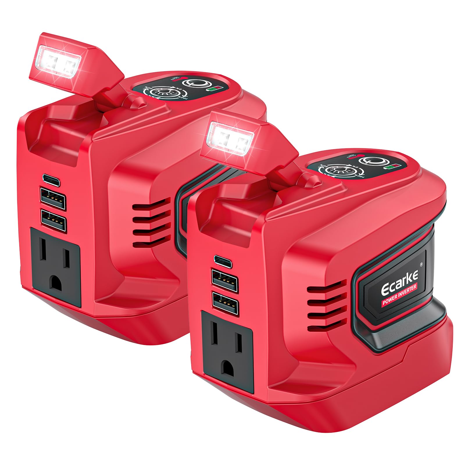 Ecarke 220W Power Inverter Compatible with Milwaukee 18V Battery (2-Pack)