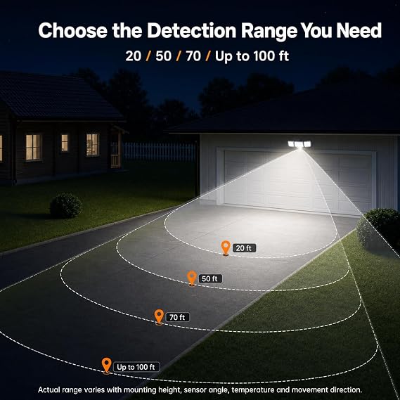 LEPOWER-TEC LED Security Light 240° Dual PIR 100 FT Motion Sensor Outdoor