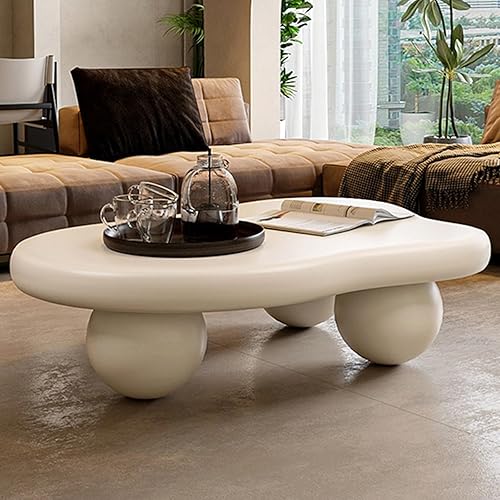 Miniatura 7 de Moderna mesa de centro Cloud con 3 patas redondas, mesas de centro de forma irregular, color crema, bonita forma libre, mesa central para sala de