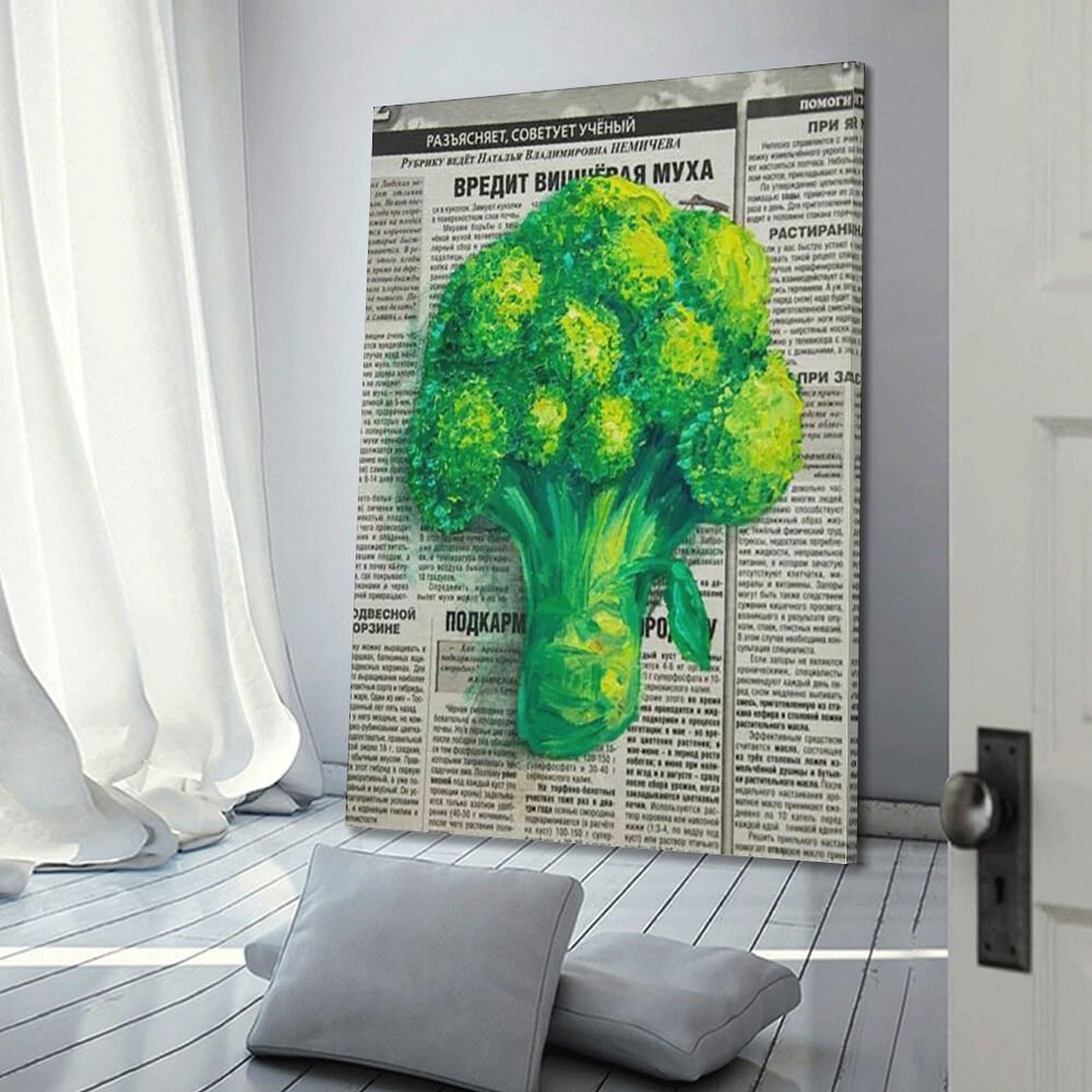 DLJGDS Ölgemälde Brokkoli-Gemüse, dekoratives Gemälde, Leinwand, Wandposter und moderne Familienschlafzimmer-Dekoration, 50 x 75 cm