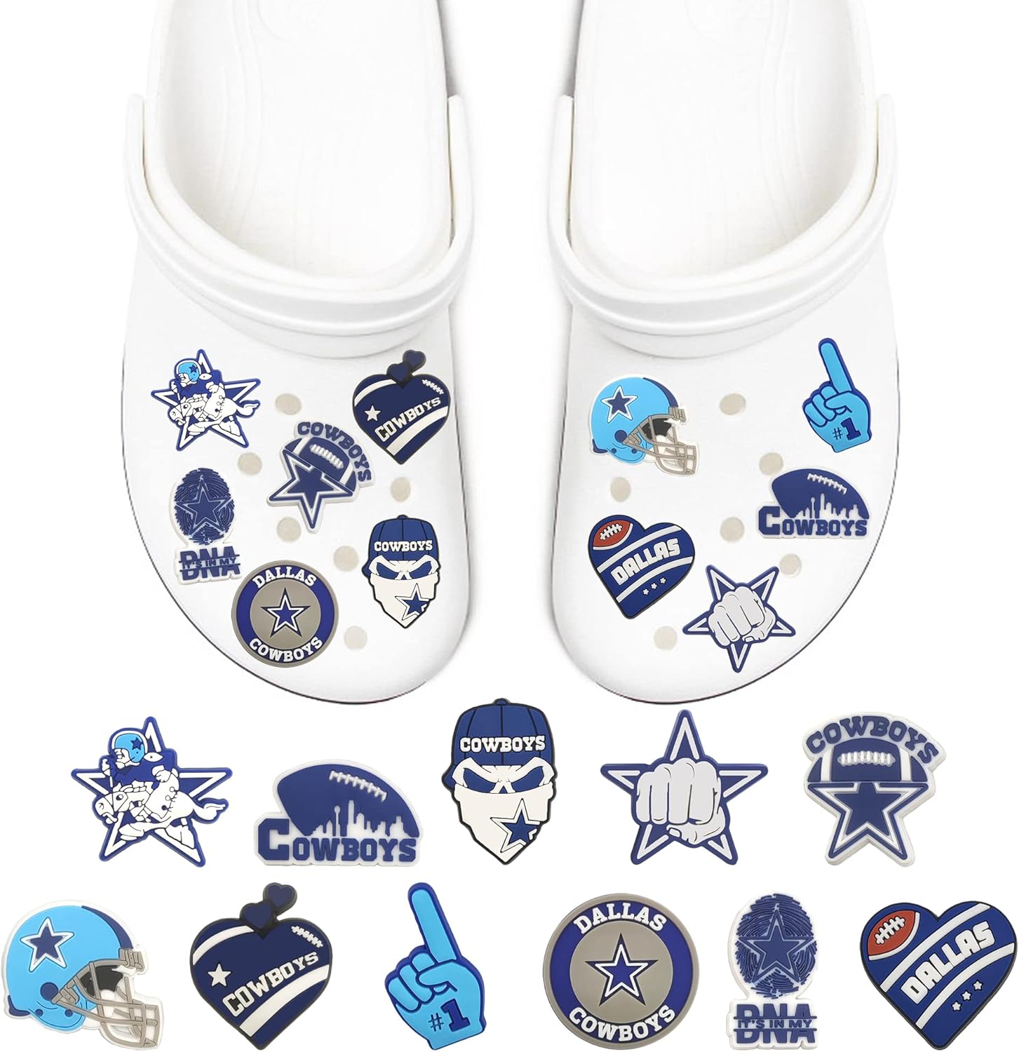 Còw_Boy Croc Charm Dàll_as Football Rugby 11PCS Decorations PVC Shoes Charm for Crocs Pins Clog Shoe Charms Cute Accessories for Shoes, Bracelet Wristband Gift for Birthday Party Favors Holiday : Clothing, Shoes & Jewelry