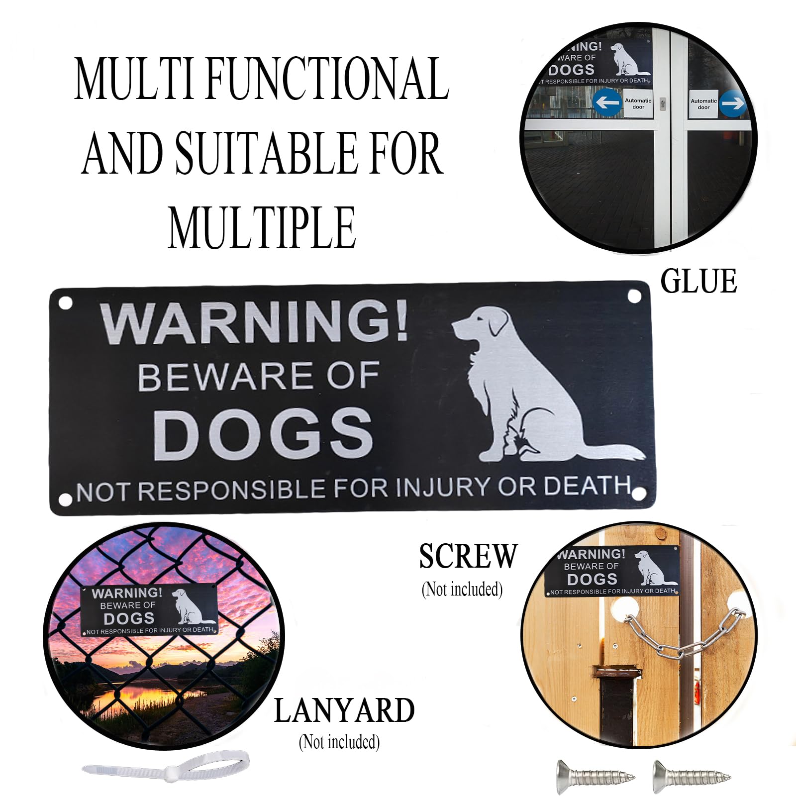 2-Pack Durable Aluminium Beware of the Dog Sign, Waterproof Warning Sign for Gates Fences Doors Indoor Outdoor - Image 4