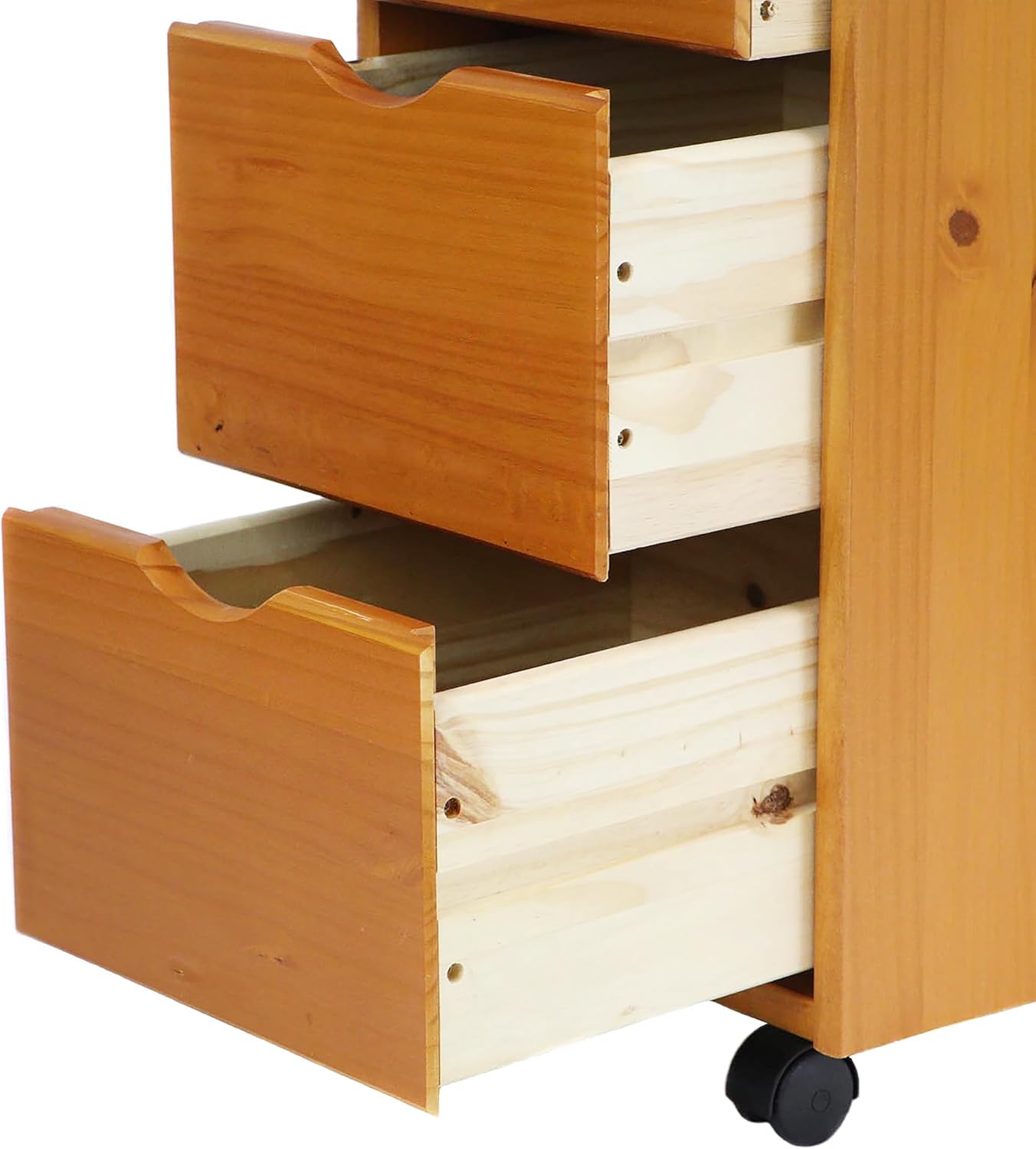 Jela-USA Solid Pine Wood 8 Drawer Rolling Cart, Honey Pine
