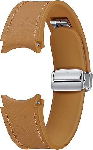 Miniatura 2 de SAMSUNG Galaxy Watch 6, 5, 4 Series Hybrid Eco Leather Band, ancho, cierre magnético con hebilla en D para hombres y mujeres, correa de repuesto