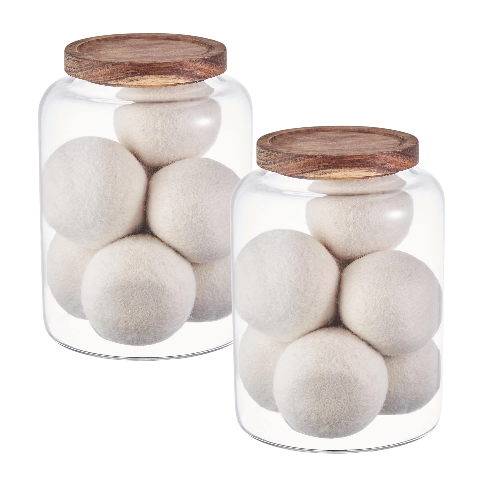Eden & Willow Transparent Large Glass Storage Jar With Airtight Acacia Wooden Lid And | Borosilicate Glass Container For Kitchen Organisation (2, 2.5L)