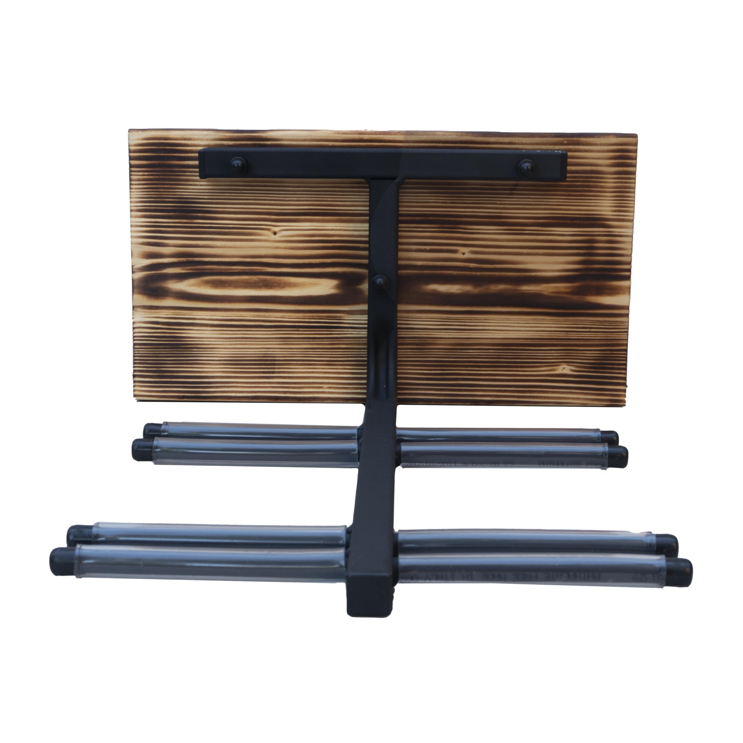 QLS Support de ski N4 mural pour 4 paires de 37 cm en acier et bois - Patère en bois - Pour marche nordique et trekking - Porte-skis