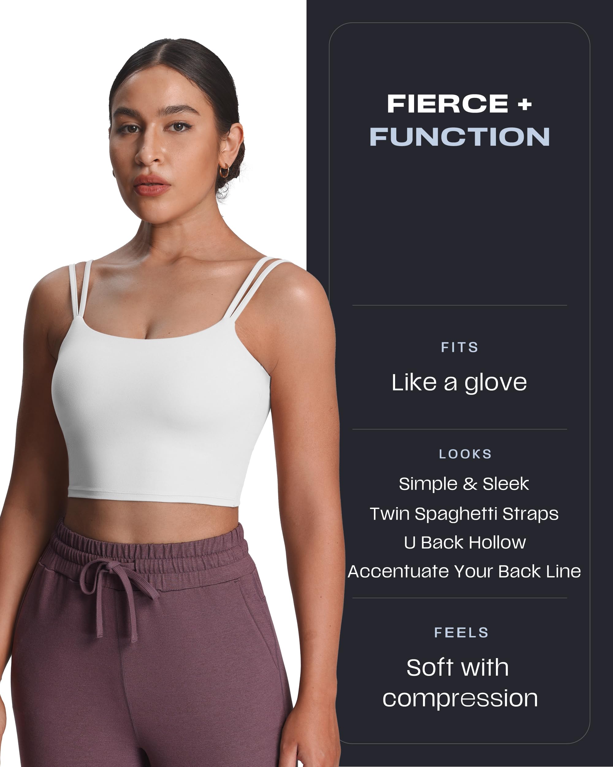 Aoxjox Damskie biustonosze treningowe sportowe, fitnessowe, wyściełane, bez pleców, joga crop tank top, na ramiączkach