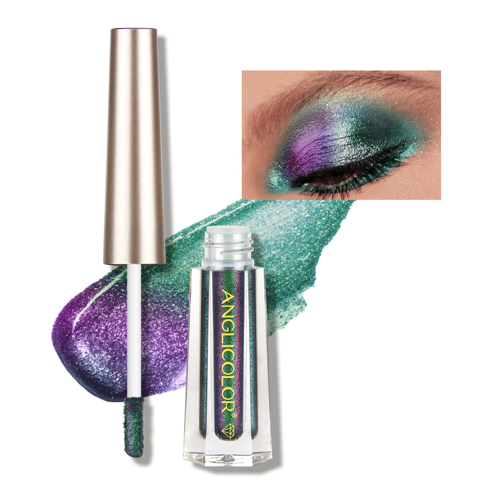 Junhe Chameleon Metallic Liquid Eyeshadow Eye Shadow Long Lasting and Pigmented Sparkling &Shimmer Eyes Makeup One-Swipe Coverage 0.10 Floz (#103 EMBER)