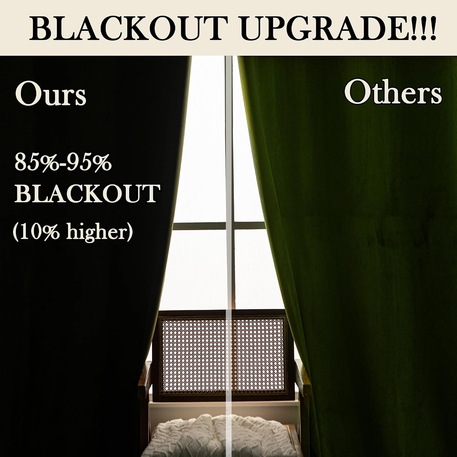 YOFUN Olive Green Velvet Curtains Grommet Blackout Drapes,52 x 96in,2Pcs image 4