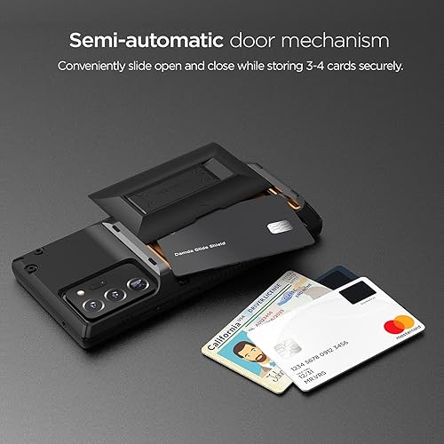 Miniatura 2 de VRS DESIGN Damda Glide - Funda híbrida para Galaxy Note 20 Ultra, con [4 tarjetas] [Semiautomática] Cartera de tarjetas resistente premium y soporte