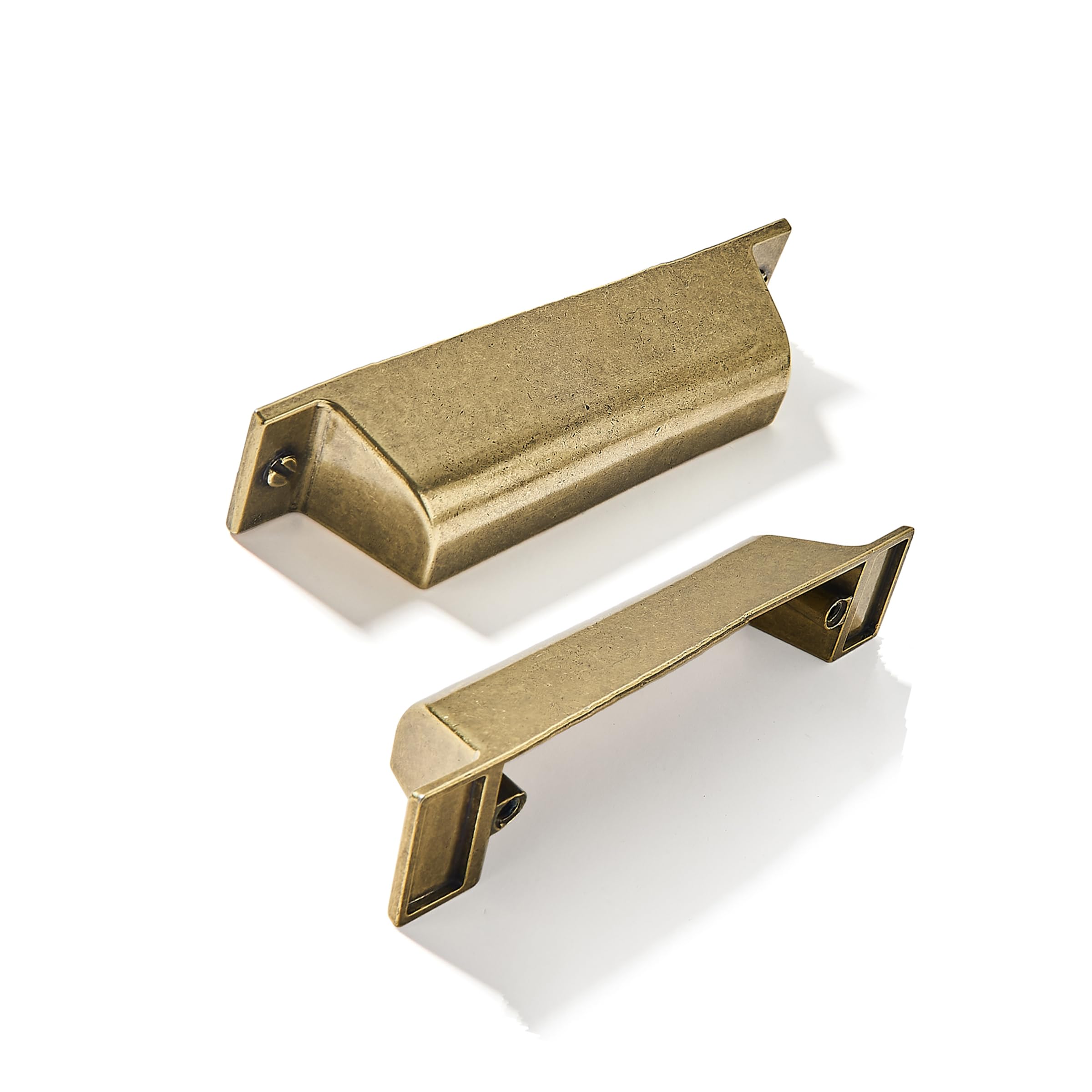 ZAUYX 10 Pack 3 Inch Center to Center Burnished Antique Brass Cabinet Cup Pulls Vintage Drawer Pulls Kitchen Hardware Aged Bronze Channing Cup Pulls Drawer Handles Knobs 3 inch Hole Center โ image 1