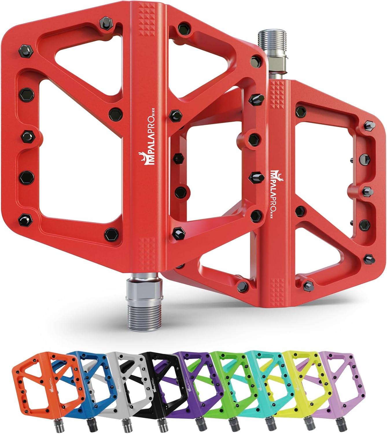 IMPALAPRO - Bike Pedals Nylon Fiber Selaed Bearing 9/16" - Non-Slip Flat Pedals - Lightweight and Wide Flat Platform Cycling Pedals for BMX Road MTB E-Bike