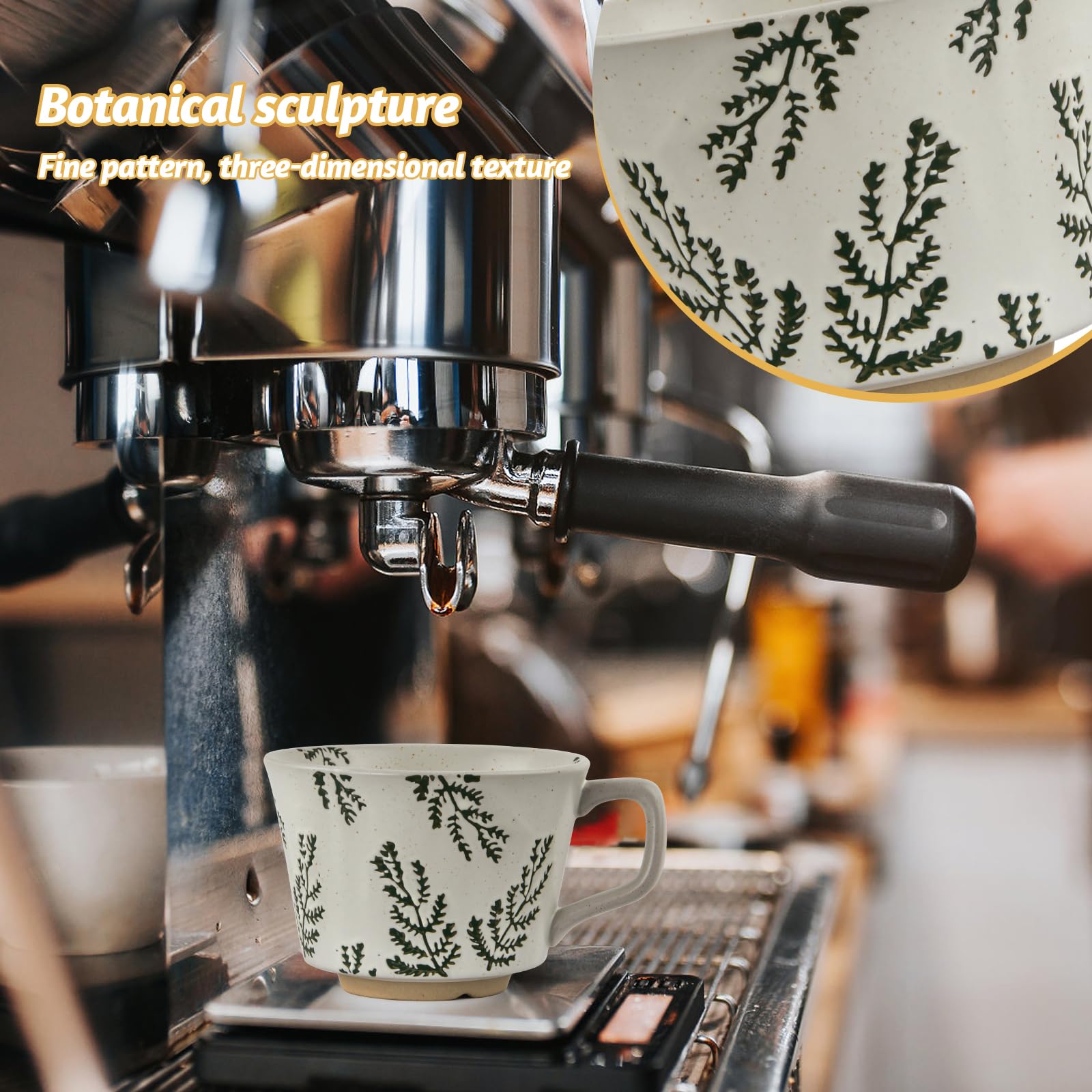 Mapille 2er SetKeramik tasse,350ml Tasse keramik,Kaffeetassen set,Steingut tasse,Kaffeebecher keramik,Keramik tassen,Getöpferte tassen,Kaffeetassen,Teetassen,für Latte Tee Milch Kakao(Pflanzen) Küche, Haushalt & Wohnen