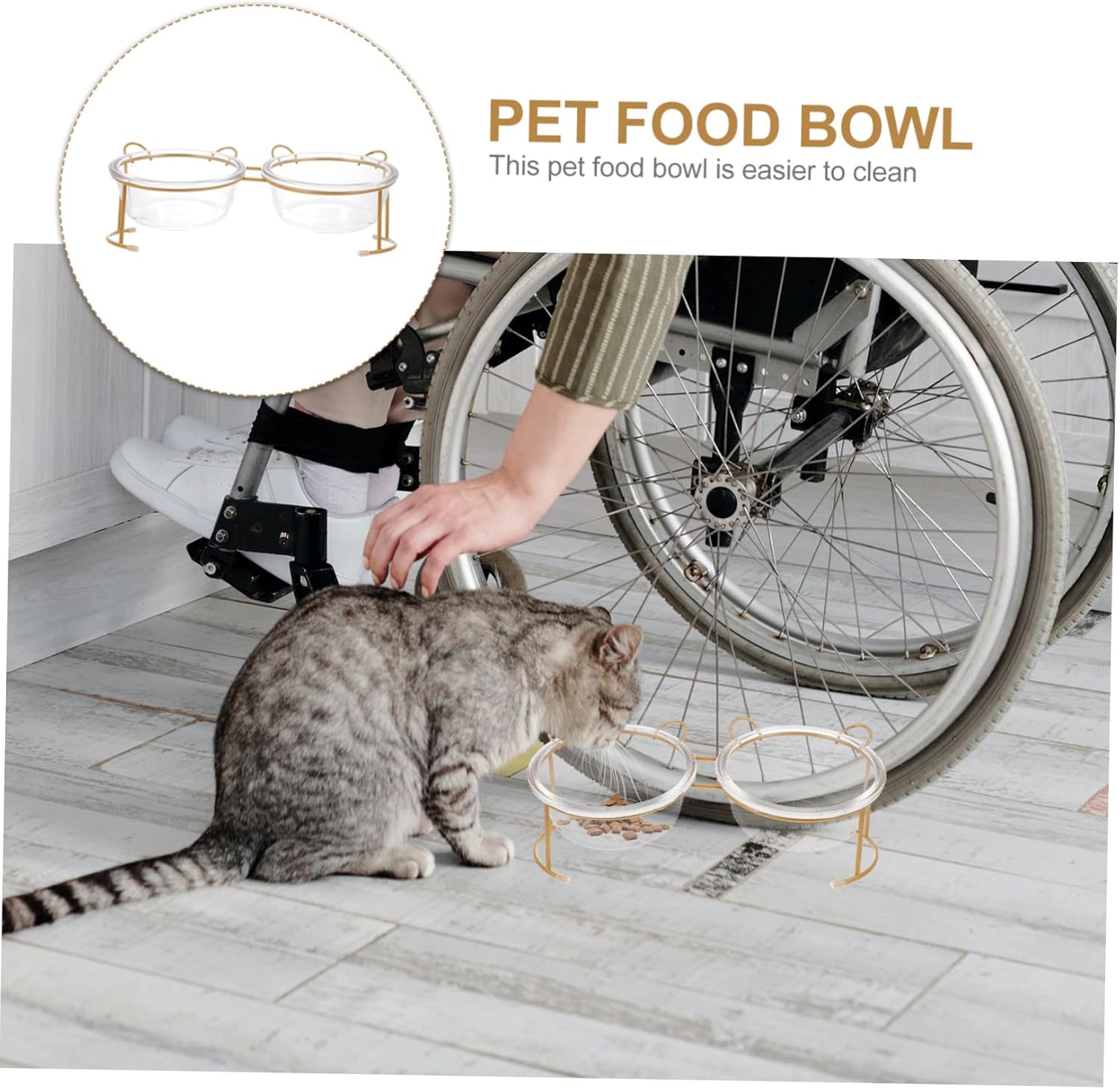 BESPORTBLE Elevated Glass Cat Bowl with Stand Double Cat Food and Water Bowls for Pets Easy to Clean Durable Safe Feeding