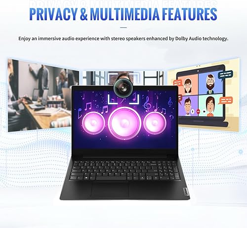 Miniatura 3 de Lenovo Laptop FHD serie V15 de 15.6 pulgadas (1920 x 1080), procesador Intel de 4 núcleos hasta 3.3 GHz, Dolby Audio, Ethernet, HDMI, WiFi y