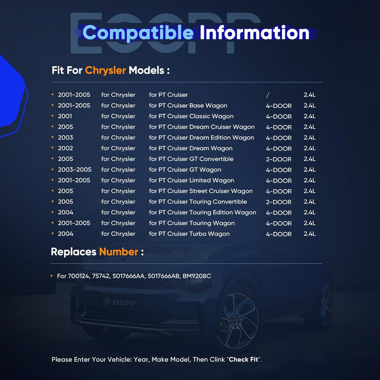 ECCPP 700124 HVAC Blower Motor Fit for 2001-2005 for Chrysler PT Cruiser,5017666AB A/C Heater Blower Motor with Fan Cage Air Conditioner
