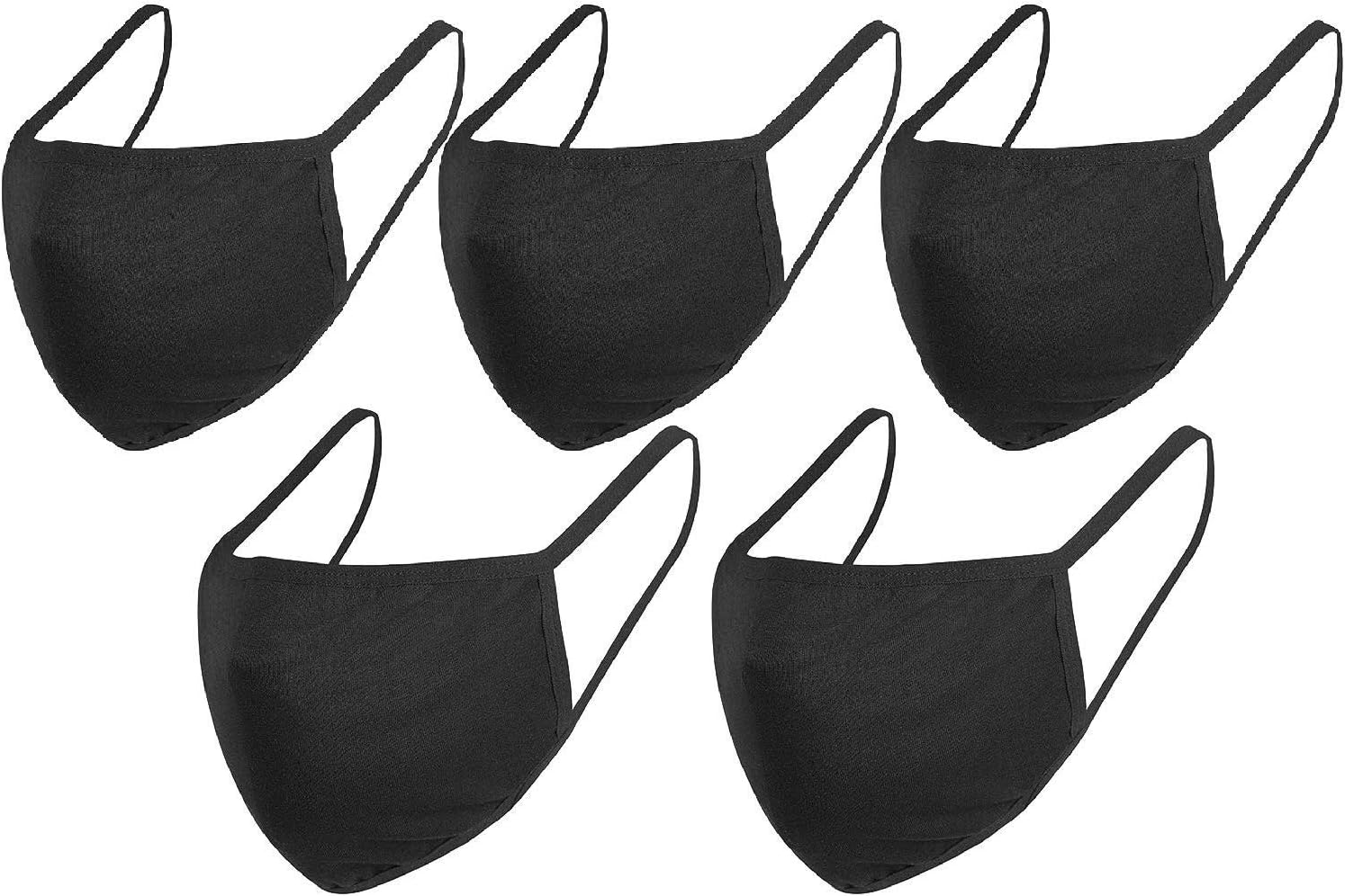 5 Pcs Reusable Cotton Fabric, Unisex Black Cotton