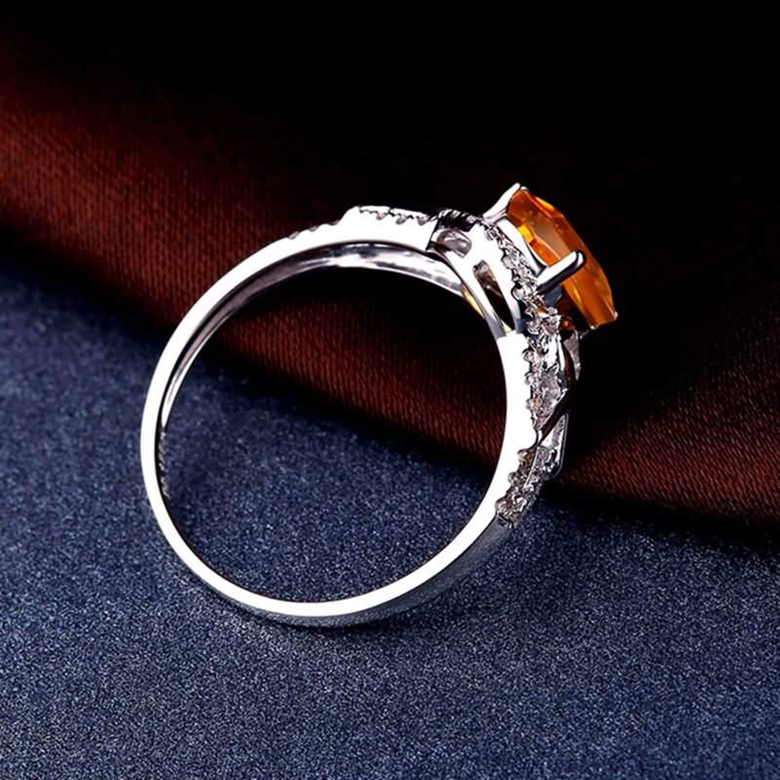 Beydodo Pierścionki 750 złoto kokarda z cytrynem 1,13 ct, pierścionek zaręczynowy z diamentem e białe złoto, 49 cm (15,6 cala), colore: białe złoto, cod. TLLWGZ1704