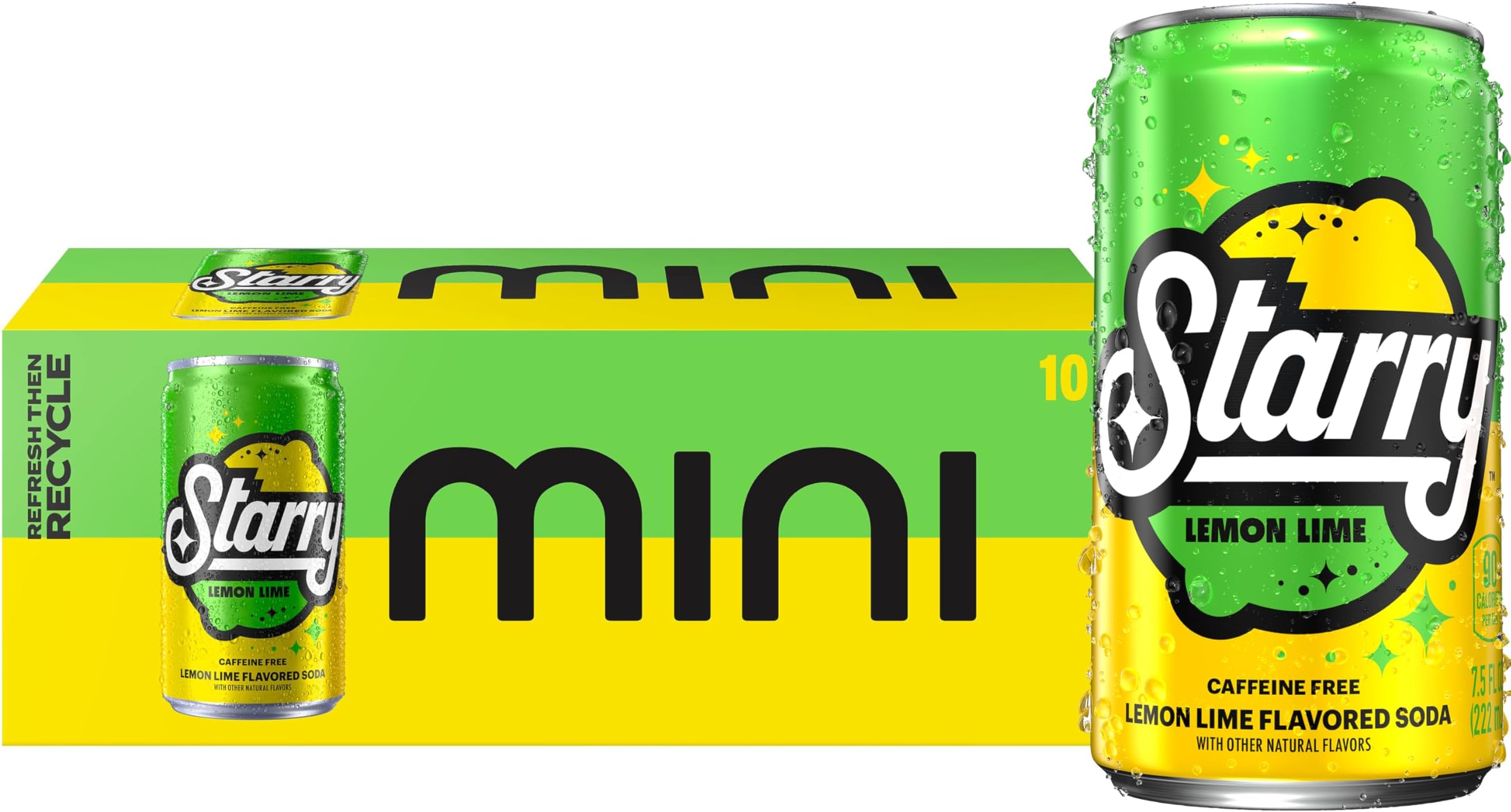 Amazon.com: Starry Lemon Lime Soda, Caffeine Free, Mini Cans, 7.5 Fl oz ...
