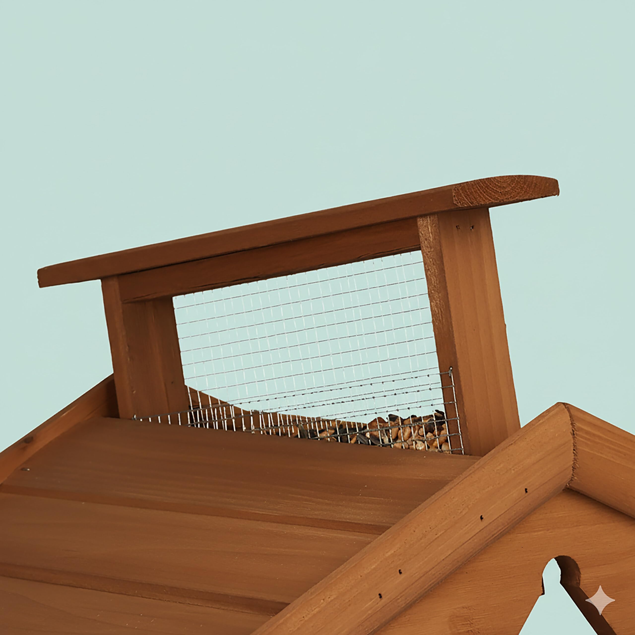 Relaxdays Comedero para pájaros con Soporte y silo de alimento, Madera de Abeto marrón, 117 x 50 x 50 cm