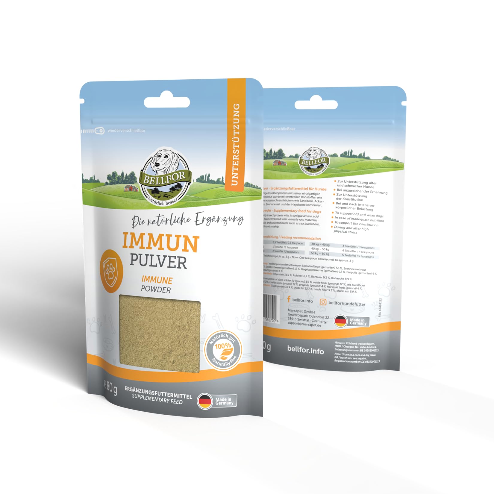 Immun Bellfor - 80g Proszek. Wsparcie Immunologiczne z Dodatkiem do Karmy dla Psa. Specjalistyczna formuła w proszku, stworzona do optymalizacji funkcji immunologicznych u psów wszystkich ras.