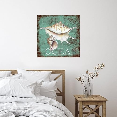 Miniatura 2 de Calcomanías de pared personalizadas con temática náutica de caracol de mar, estrella de mar, playa, océano, tortuga, vida marina, caballito de mar,