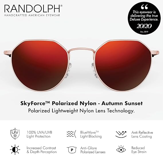 Randolph Eyewear Hamilton Sunglasses for Men and Women Polarized Sunglasses with Polarized Lenses, Round Hexagon Frame