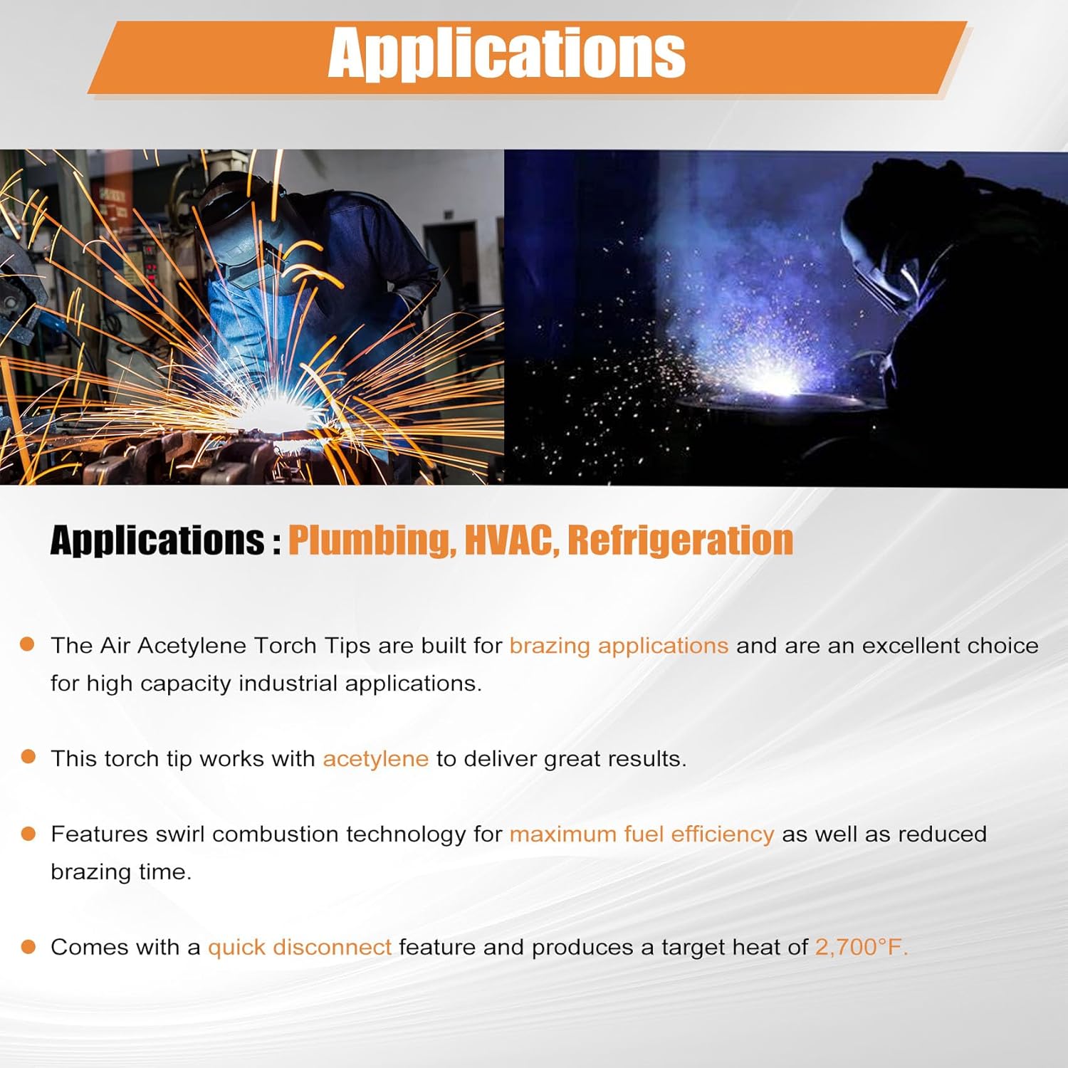 0386-0101 A-3 3/16" Air Acetylene Tip for Torch G-4 or PLF-A5 Handles, Soft Solder 1/4" to 1", Silver Braze 1/8" to 1/2", Manual Lighting, Quick Connect, Removable Orifice Screw