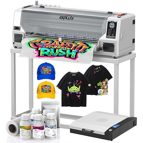 EXPLUX A1 Plus DTF Printer,with XP600 Dual Printheads, Twice The Print Speed, Maximum 24-inch(A1Size) Print Width with 7-inch LED Touchscreen + Auto Timed Cleaning, Gift Ink 2 Year