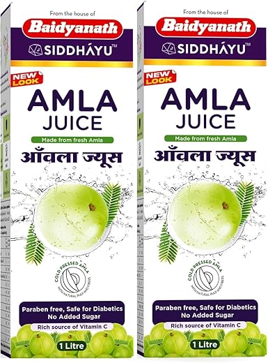 Baidyanath Amla Juice – Natural Immunity Booster enriched with Vitamin C | No added Sugar-1L (Pack of 2)
