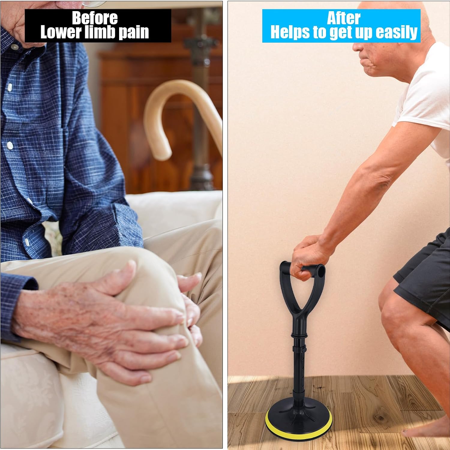 Adjustable Standing Assist Tool with Large Base, Portable Mobility Assistance Devices Lift & Stand Supports Equipment for Senior Daily Living to Help Elderly Get Up from Floor Ground