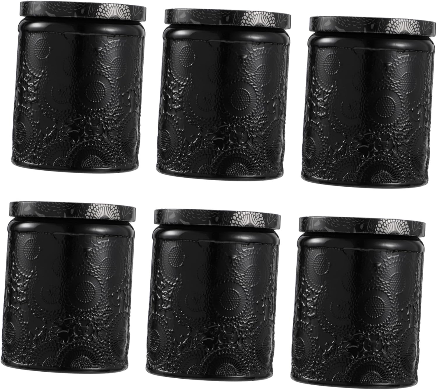 Gatuida 6Pcs Embossed Glass Candle Jars Candle Making Containers for DIY for Scented Candle Storage and Craft Lovers Durable and Stylish Design