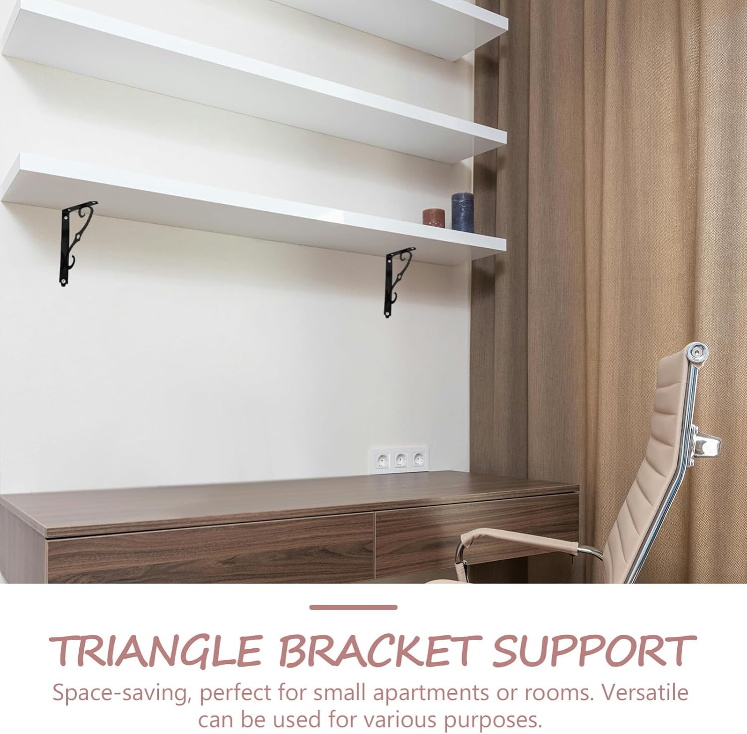 Uonlytech 6pcs Heavy Duty Shelf Brackets for Wall-Mounted Floating Shelves Decorative Support Matte Finish for Bookshelves and More