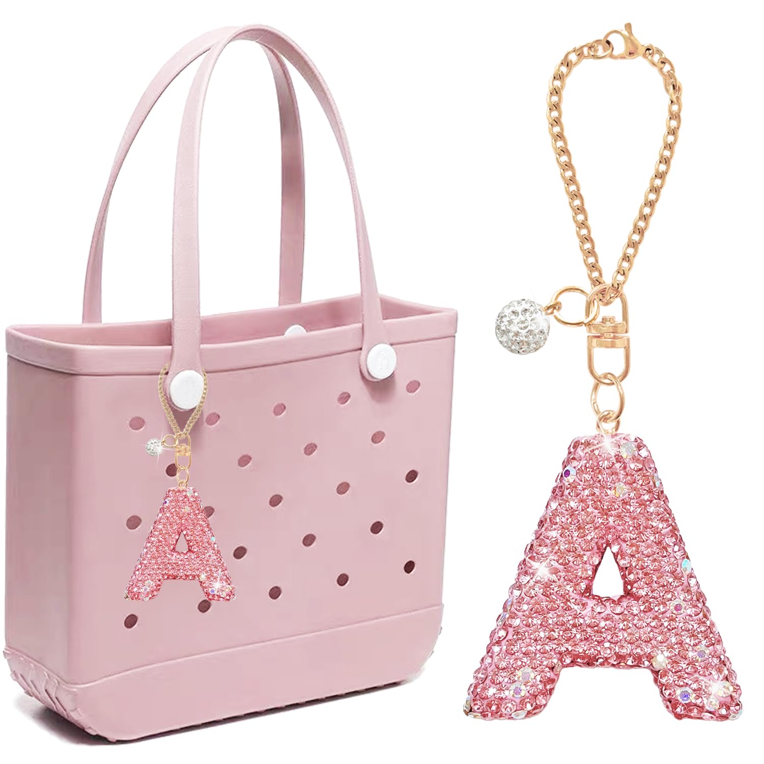 BOAJUNWUBag Charms for Bogg Bag Accessories,Bogg Bag Charms Keychain for Women Girls,Letter Charms for Beach Tote Bags