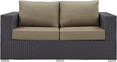 Vista 98 de Modway EEI-1911-EXP-ORA Convene - Muebles otomanos cuadrados de tela para patio, muebles de exterior, color naranja espresso Espresso Naranja