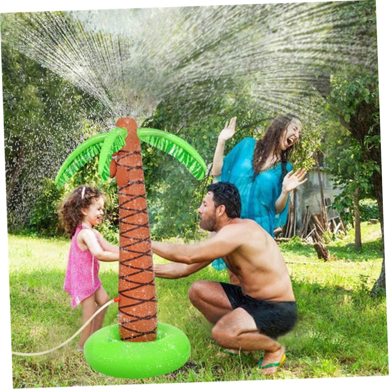 Juguete Rociador de Agua Inflable con Diseño de Palmera Juguete para Regar el Césped al Aire Libre Divertido Acuático de Playa Color Aleatorio