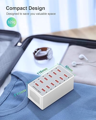 Miniatura 6 de Cargador de pared para teléfono celular, estación de carga USB para múltiples puertos de 12 puertos, enchufe inteligente, bloque de carga,