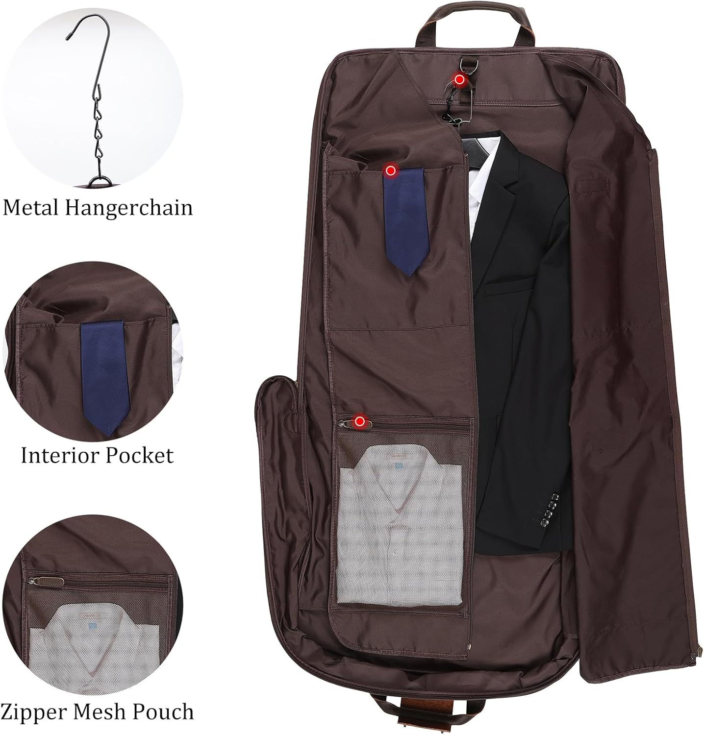 Polare Waxed Canvas Full Grain Leather Trim Garment Carry on Bag for Business Travel, Waterproof Hanging Suit Luggage Bag Wrinkle-Free Suit Cover with YKK Zipper and Shoulder Strap - Image 6