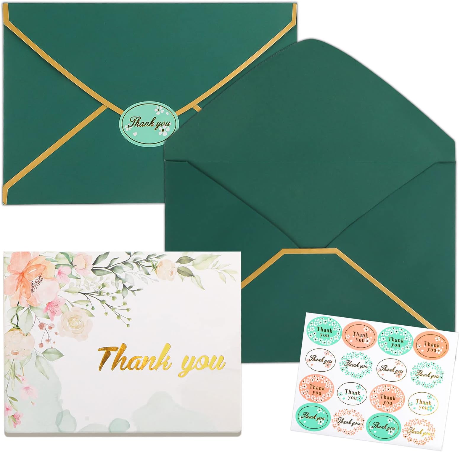 Weysoo Thank You Cards, 48 Pcs Blank Thank You Cards Multipack with